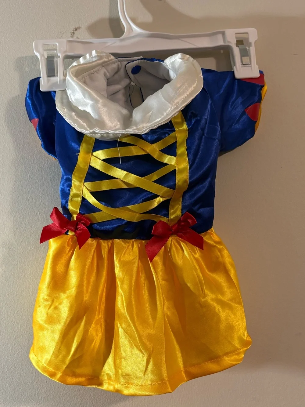 Disney Snow White dog costume blue bodice red slash yellow skirt SZ small medium